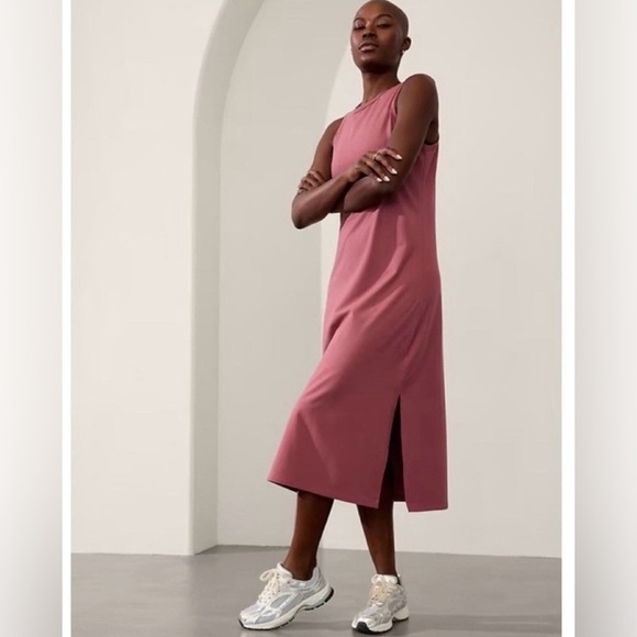 Athleta Dresses & Skirts - Athleta Essentials Mauve Sleeveless Purple Midi Dress